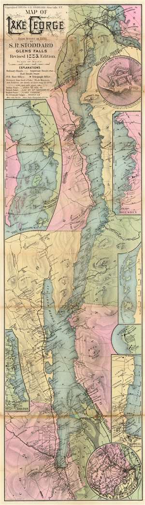 1883 Stoddard Map of Lake George, New York