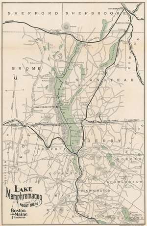 1899 'Boston and Maine' Map of Lake Memphremagog, Vermont, and Quebec