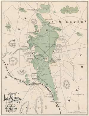 1899 Boston and Maine Railroad Map of Lake Sunapee, New Hampshire