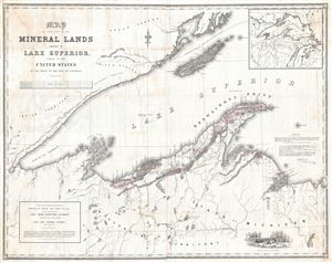 1845 Andrew Gray Map of Western Lake Superior