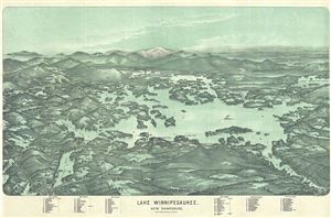 1903 Walker Map and View of Lake Winnipesaukee, New Hampshire