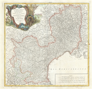 1752 Vaugondy Map of Languedoc Region of France