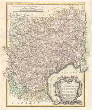 1771 Bonne Map of Languedoc and Roussillon, France