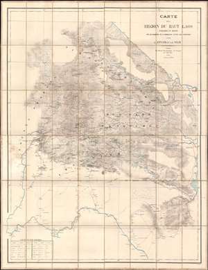 1889 'Mission Pavie' First Scientific Survey Map of Laos