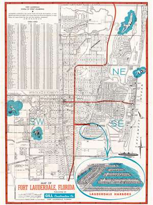 1952 Waldsmith City Plan or Map of Fort Lauderdale and Lauderdale Harbours, Florida
