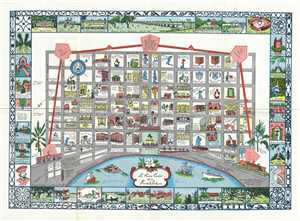1942 Barnes Pictorial Map of New Orleans, Louisiana