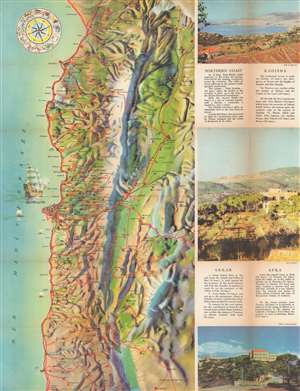 1950 Pictorial Tourist Map of Lebanon