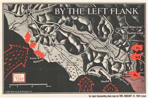 1944 Chapin Map of Central Italy Just After the Allied Landing at Anzio in WWII