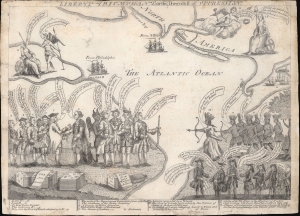 1774 Henry Dawkins Satirical Cartoon Map of New England after Boston Tea Party