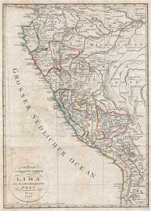 1820 Franz Pluth Map of Peru