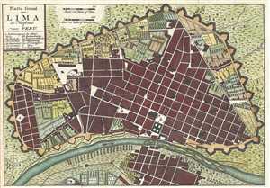 1767 Isaak Tirion City Map or Plan of Lima, Peru