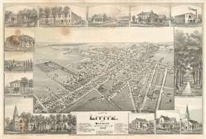 1887 Fowler Bird's-Eye View of Lititz, Lancaster, Pennsylvania