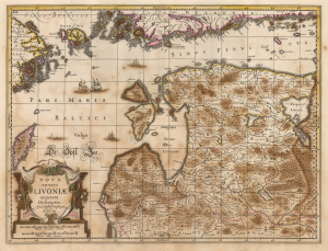 1636 / 1680 Jansson/ Pitt Map of Livonia (Latvia and Estonia)