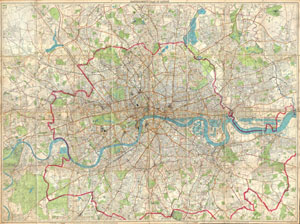 1899 Bartholomew Fire Brigade Map of London, England
