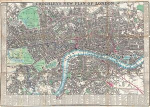 1846 Crutchley Pocket Map of London, England