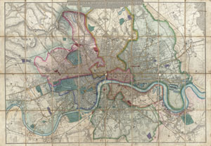 1852 Davies Case Map or Pocket Map of London, England