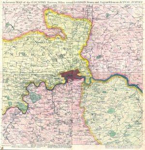 1764 Gentleman's Magazine Map of London and Environs