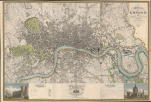 1827 First Edition Greenwood Map of London, England