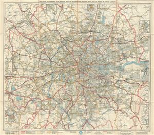 1947 Philip Pocket Map of Routes In and Around London, England