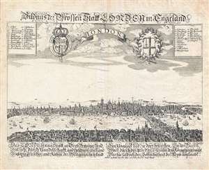 1650 Schnitzer View Map of London, England (pre-Fire)