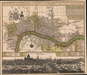 1727 / 1741 Matthias Seutter Plan and Panorama of London