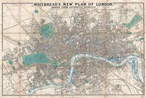 1851 Whitbread Folding Map of London, England
