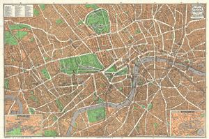 1924 Geographia Pictorial Map of London, England