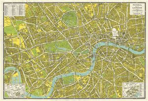 1942 Geographia WWII Era Pictorial Map of London, England (on cloth)