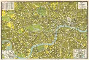 1942 Geographia WWII Era Pictorial Map of London, England