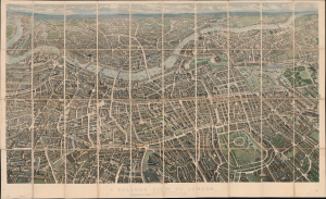 1851 Banks Bird's-Eye View of London, Crystal Palace Exhibition