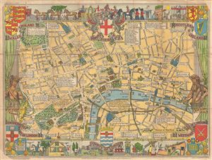 1955 Bartholomew Children's Pictorial Map of London