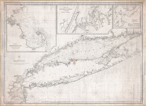 1860 Copley Blueback Nautical Chart of Long Island, New York