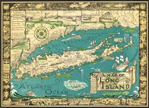 1961 Courtland Smith Pictorial Map of Long Island, New York