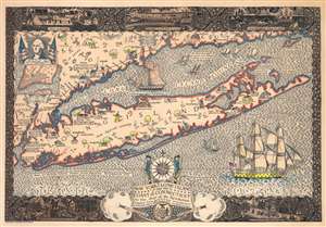 1928 Coulton Waugh Pictorial Map of Long Island