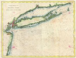 1890 U.S. Coast Survey Nautical Chart or Map of Long Island and New York City