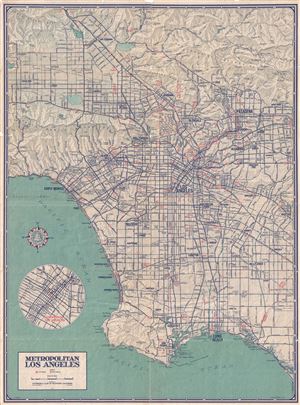 1945 Automobile Club Map of Los Angeles, California