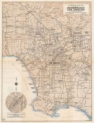 1930 Automobile Club of Southern California City Plan or Map of Los Angeles