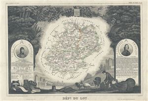 1847 Levasseur Map of the Dept. Du Lot, France