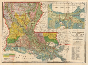 1913 Cram / Bruner Map of Louisiana promoting Agriculture and Immigration