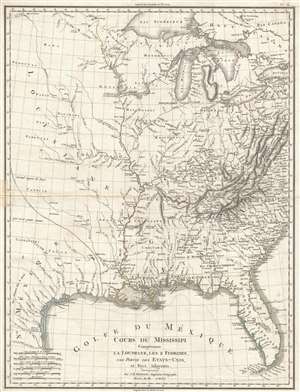 1803 Poirson Map of the Mississippi River Valley (French Louisiana)