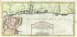 1744 Bellin Map of the Gulf Coast:  Mississippi Delta, New Orleans, Mobile Bay, St. Marks River
