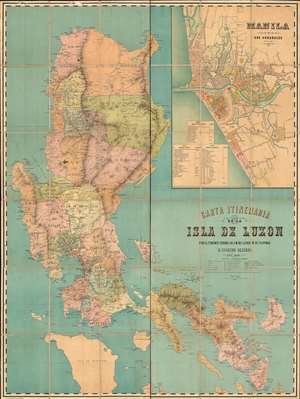 1882 Olleros Map of Luzon and Manila, Philippines