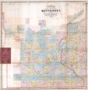 1865 Chapman Sectional Map of Minnesota ( Pocket Map )