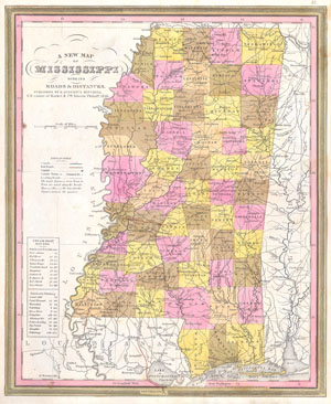 1846 Burroughs - Mitchell Map of Mississippi