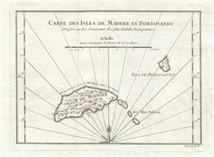 1746 Bellin Map of Madeira and Porto Santo, Portugal
