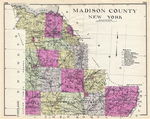 1912 Century Map of Madison County, New York