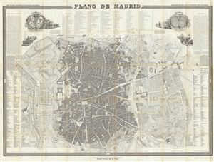 1849 Coello Wall Map of Madrid, Spain