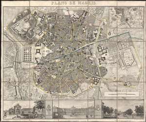 1846 Lopez City Map or Plan of Madrid, Spain
