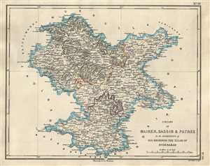 1854 Pharoah Map of Buldhana, Washim and Parbhani in Maharashtra, India