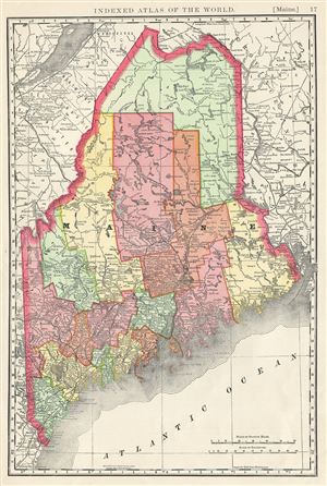 1888 Rand McNally Map of Maine, United States